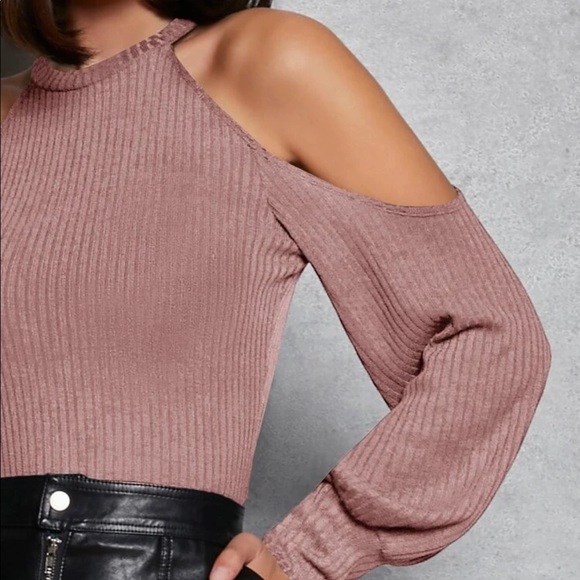 Boho sold shoulder ribbed knit red rose - Picture 10 of 15